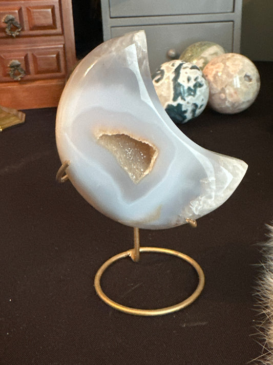 Smaller agate druzy moon
